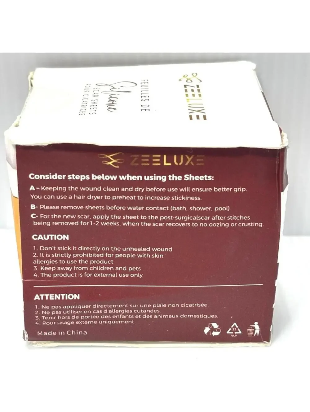 Zeeluxe Silicone Scar Sheets Roll Scar Removal Treatment New Damaged Box 1.6